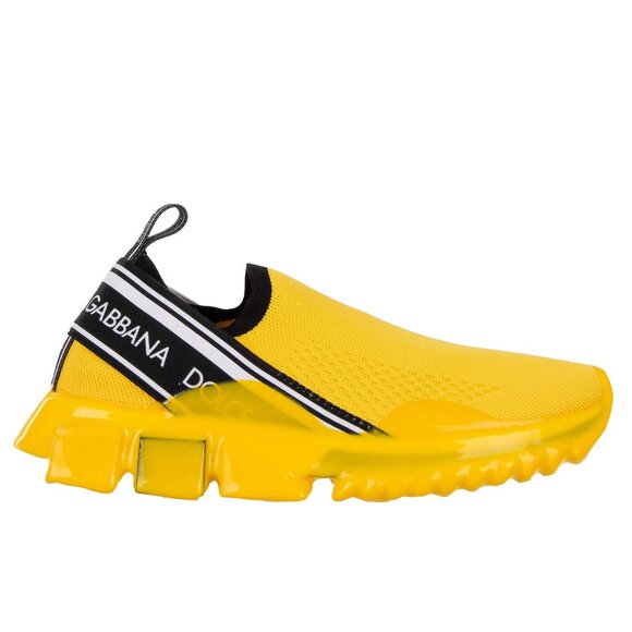 Dolce & Gabbana - Logo Slip-On Sneaker SORRENTO with Logo Stripes Yellow Black E - Picture 1 of 5